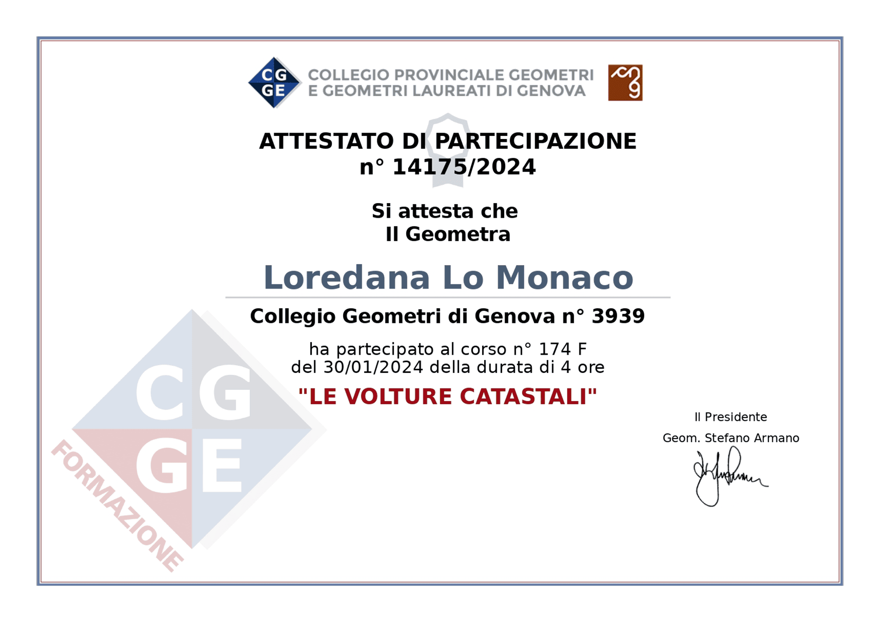 aggiornamento volture catastali - Geometra Loredana Lo Monaco - Genova